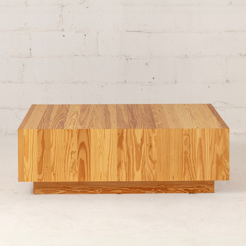 modern block coffee table reclaimed pine front view