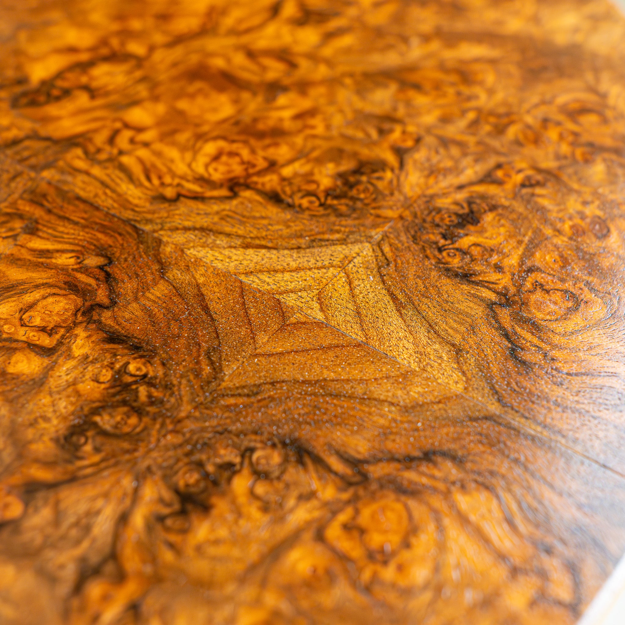 walnut end table close up view reclaimed wood