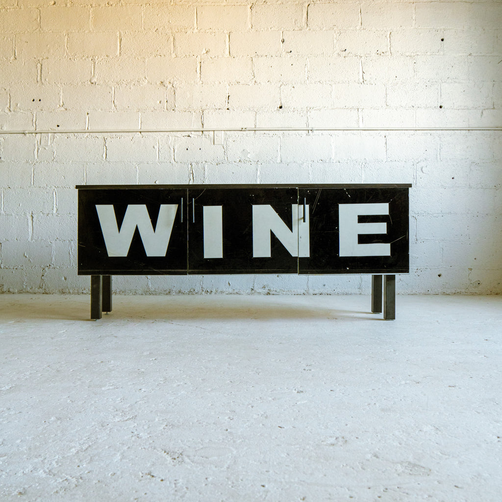 ps iii wine credenza front view reclaimed wood black and white