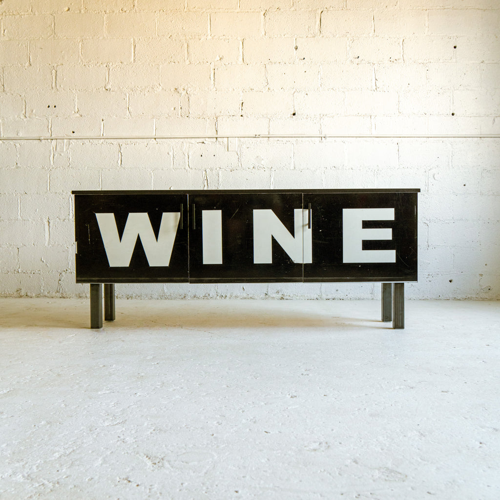 ps iii wine credenza front view reclaimed wood black and white
