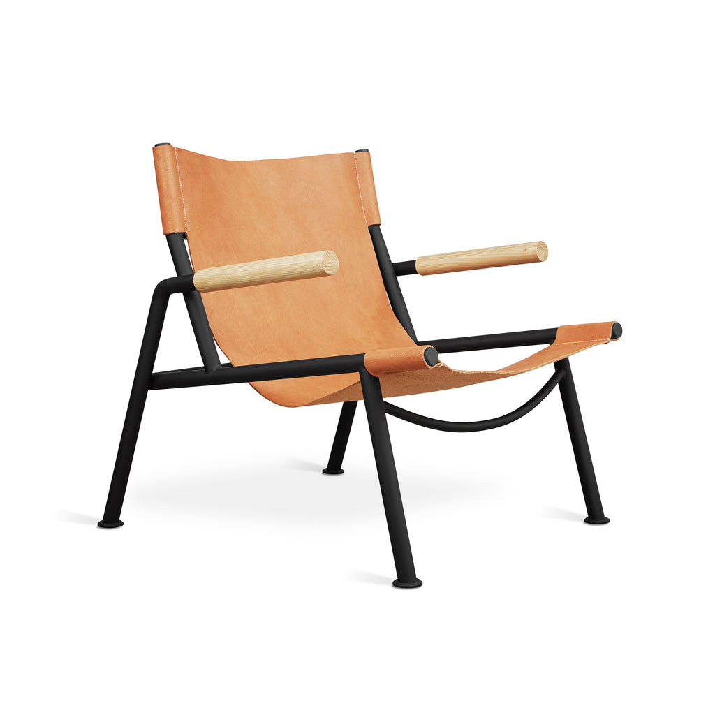 Wyatt sling chair sorrel Havana leather full view