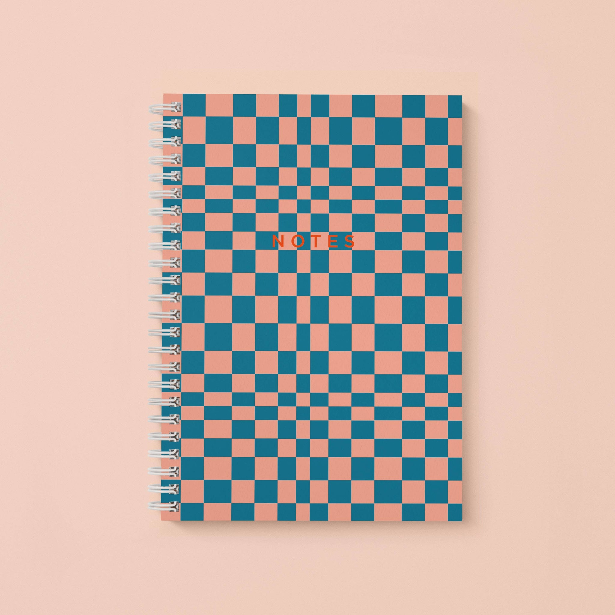 TEAL CHECKERBOARD SPIRAL NOTEBOOK - Blank Pages