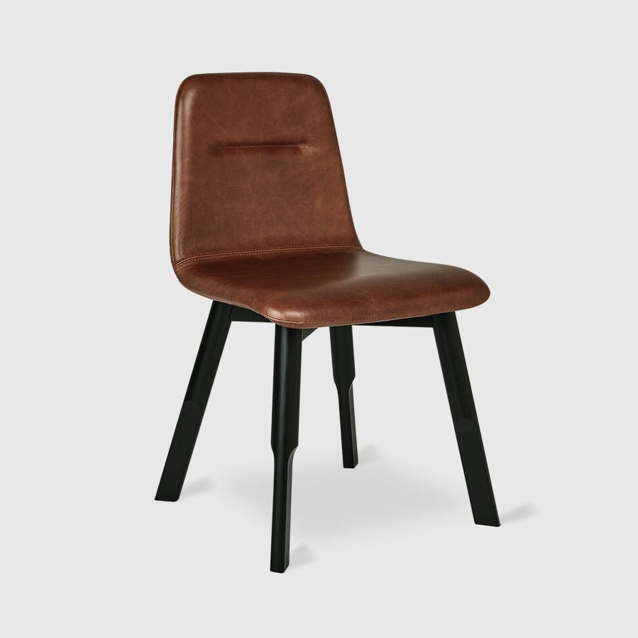bracket dining chair in saddle brown front view