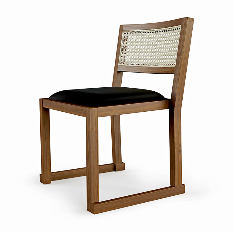 Eglington dining chair walnut black saddle leather