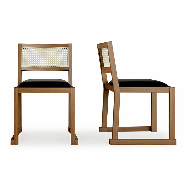 Eglington dining chair walnut front and side view