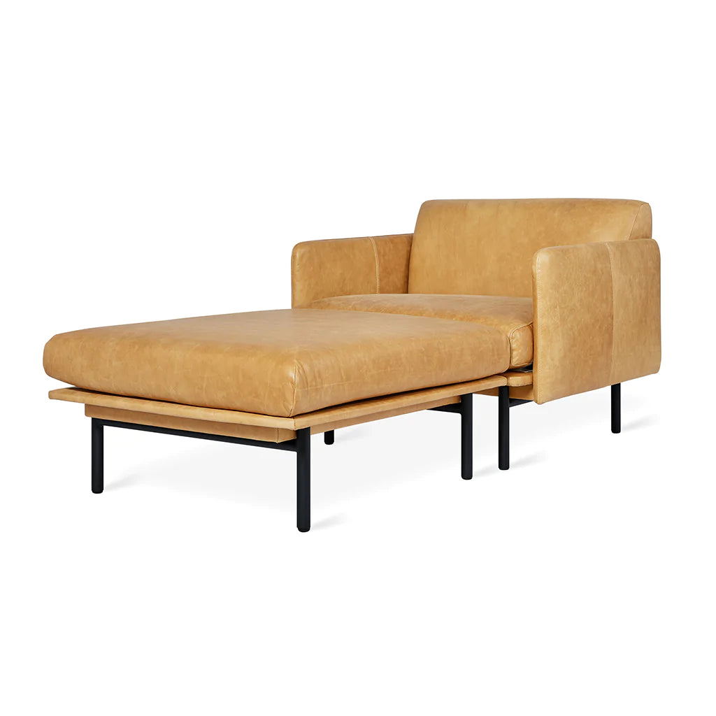 foundry chaise canyon whiskey leather chaise full view