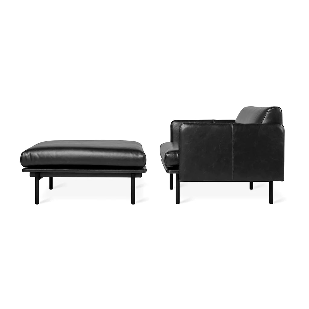 foundry chaise saddle black leather side view