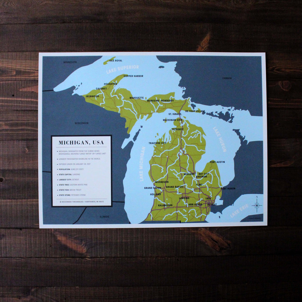 Michigan Map - Made in Detroit