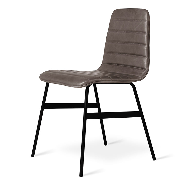 lecture dining chair saddle grey leather full view