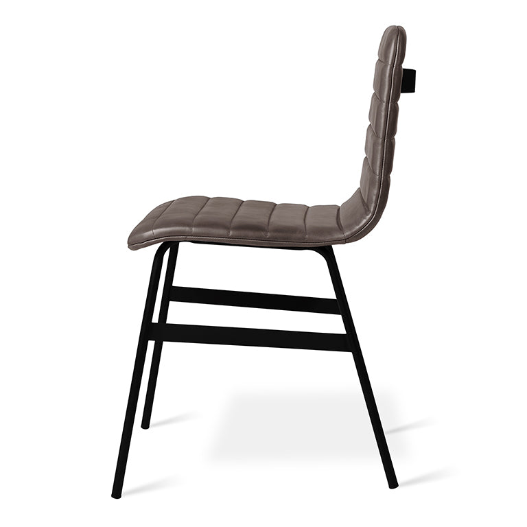 lecture dining chair saddle grey leather side profile view