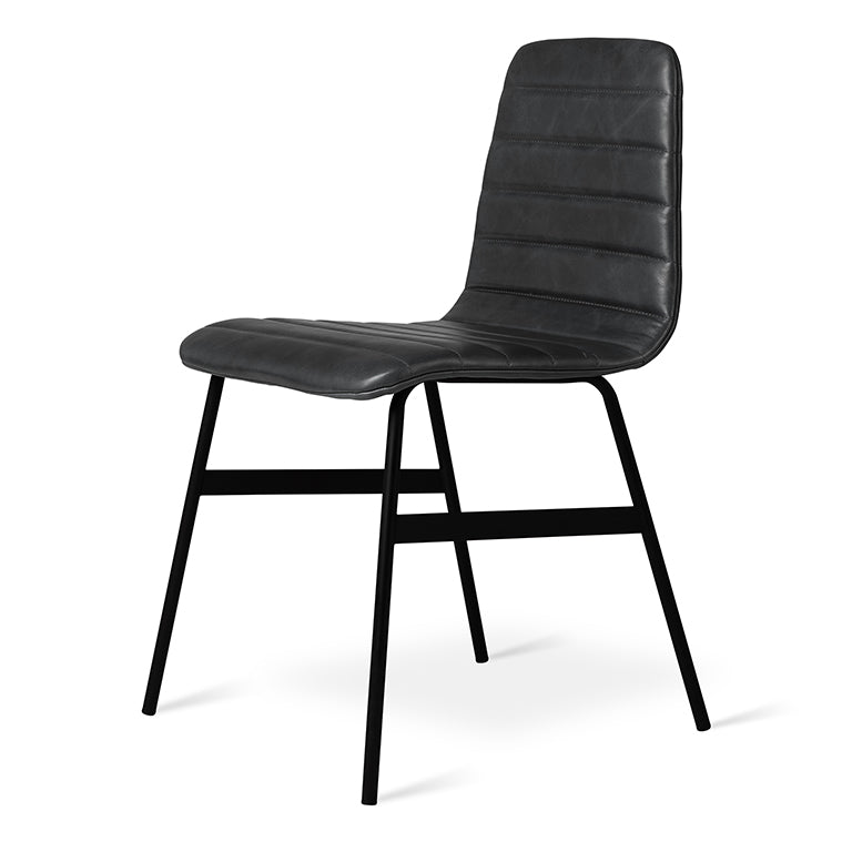lecture dining chair saddle black leather full view