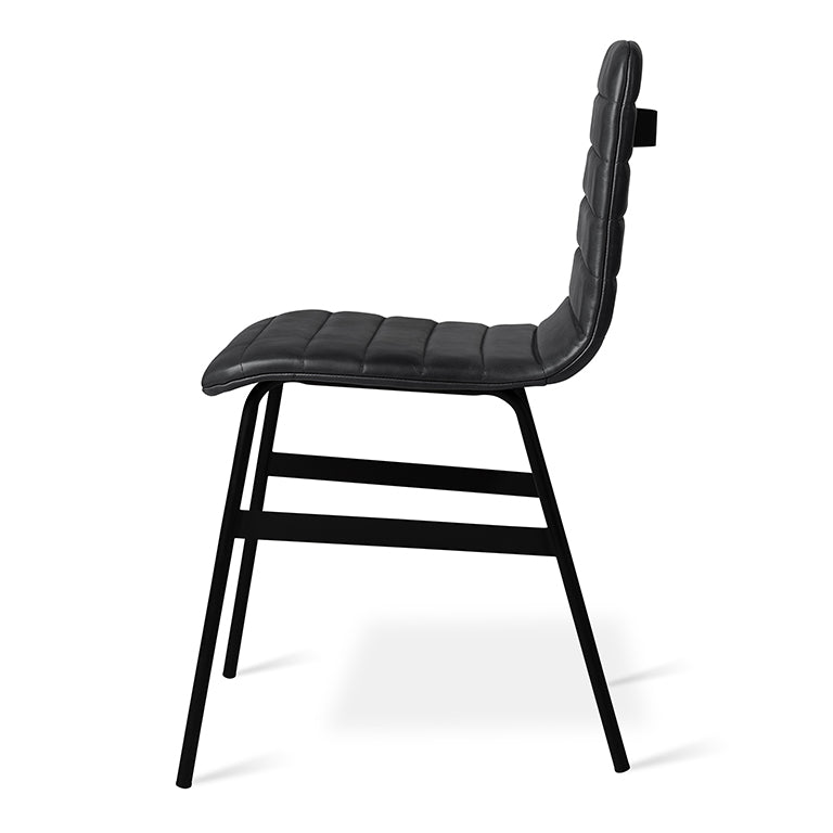 lecture dining chair saddle black leather side profile view