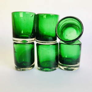 Set of Green Shot Glasses (Handblown)