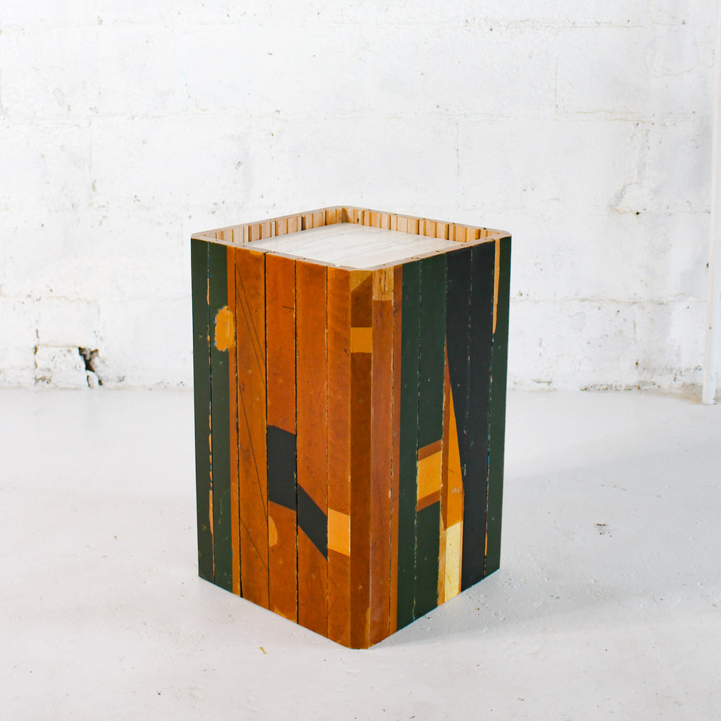 basketball flooring end tables front view reclaimed wood