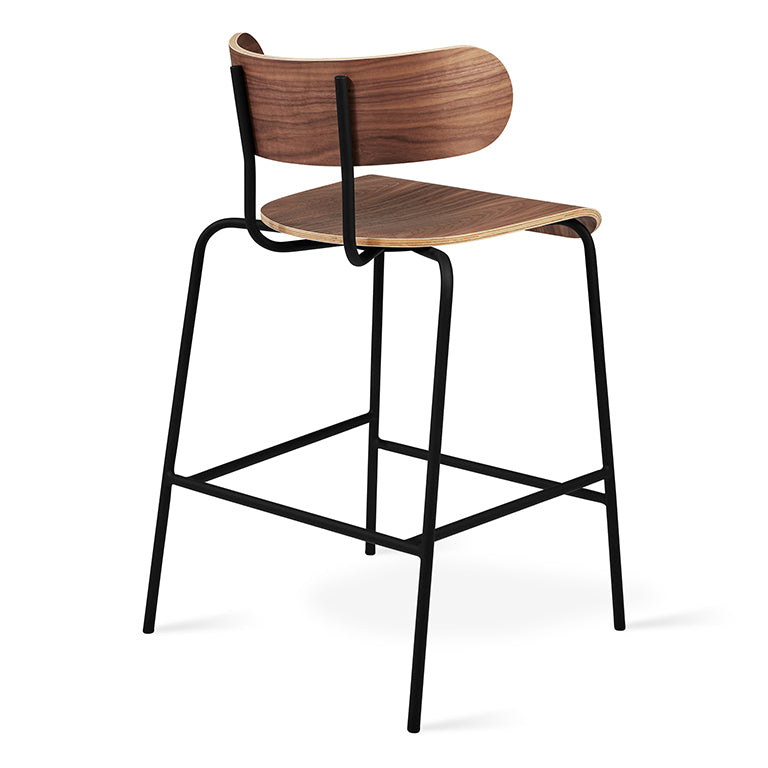 walnut bantam chair counter height foot rest back view