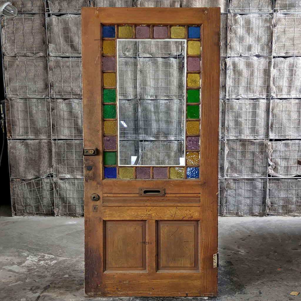 Distress Stained Glass Entry Door - Made in Detroit