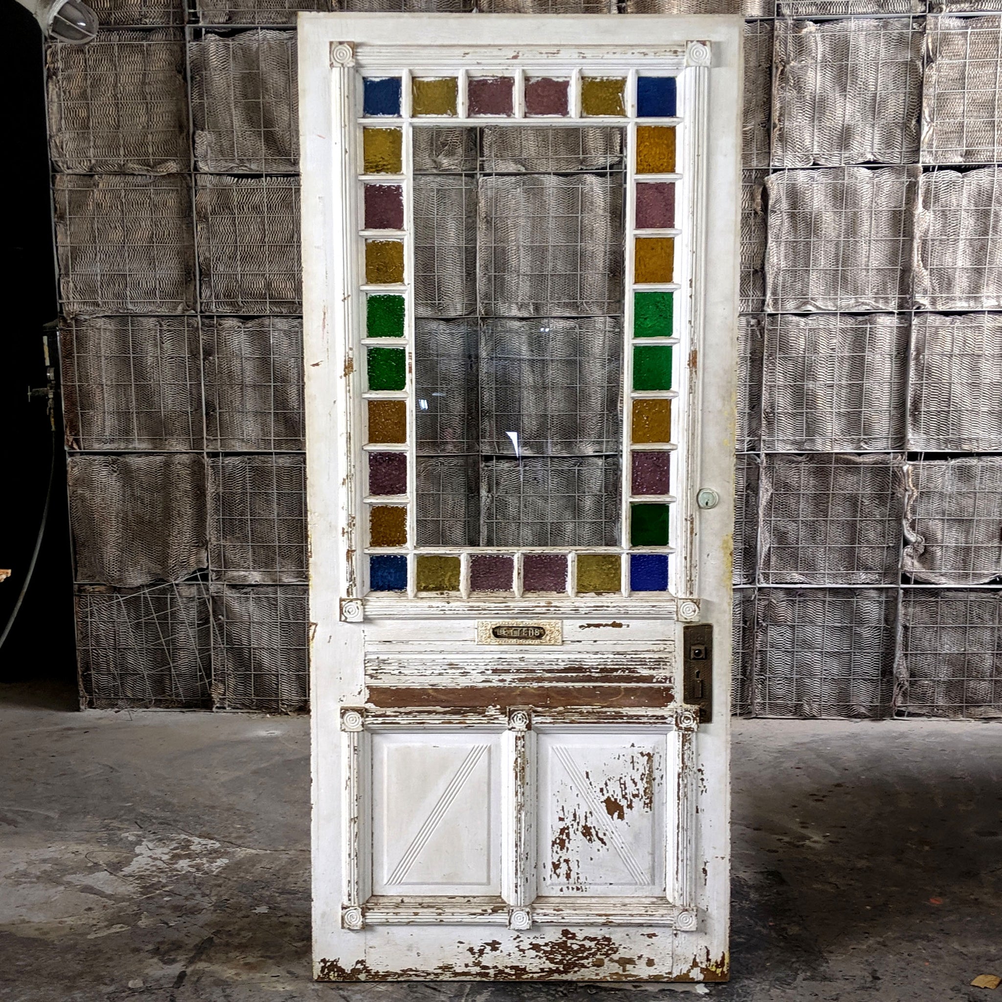 Distress Stained Glass Entry Door - Made in Detroit
