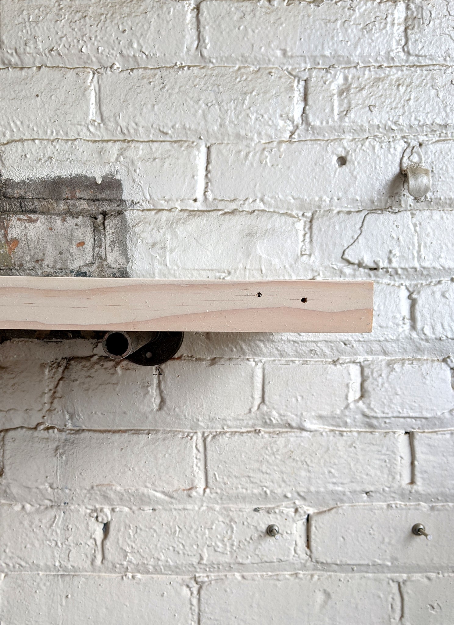 White Wash Reclaimed Wood Shelf - Made in Detroit