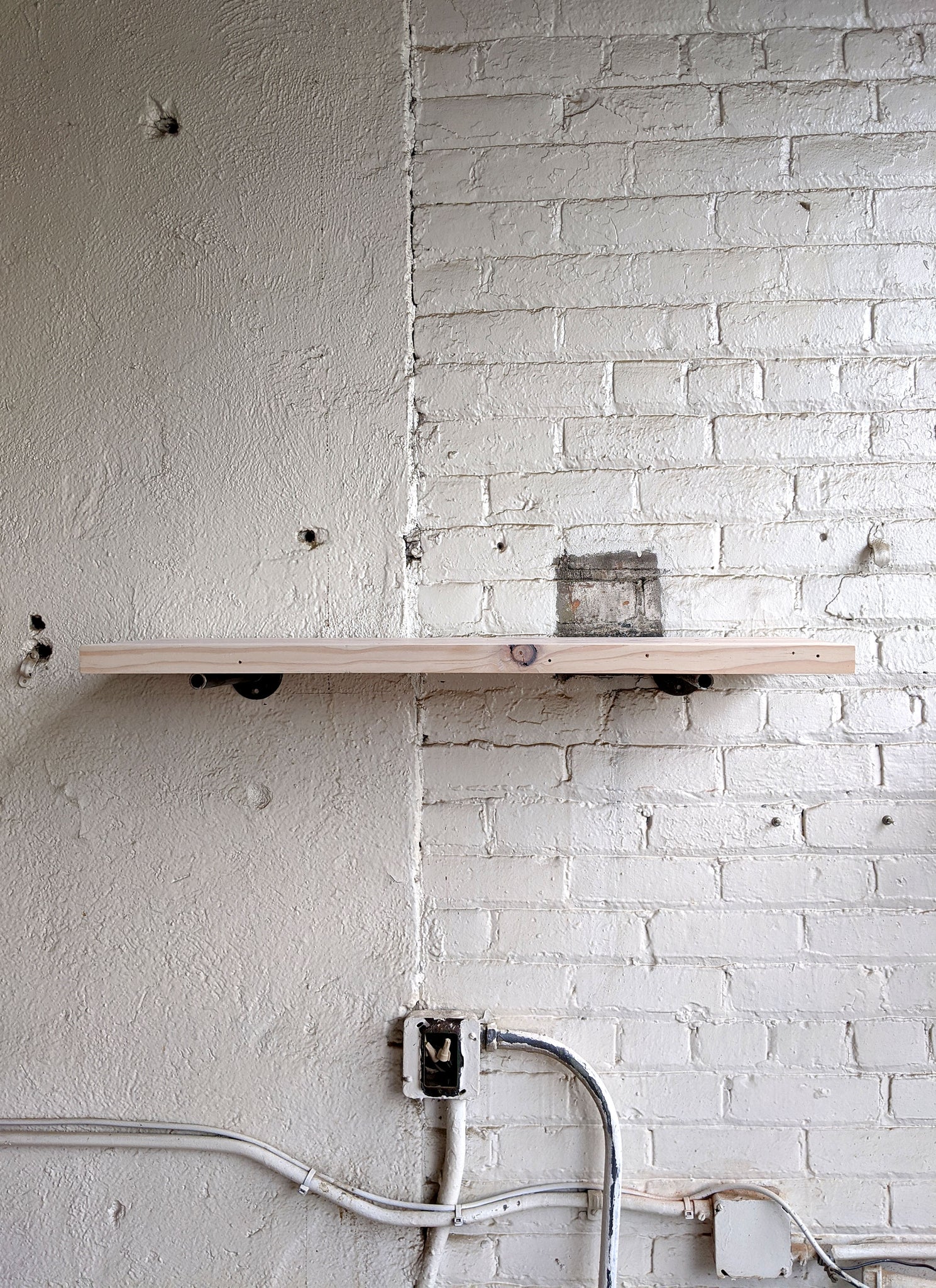 White Wash Reclaimed Wood Shelf - Made in Detroit